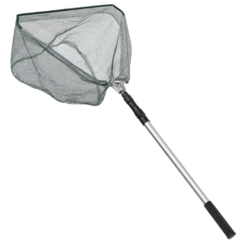 Plasă de pescuit din aliaj de aluminiu, triunghiulară, integrată și pliabilă, cu cap de plasă retractabil, deschidere 40 cm, ochi fini