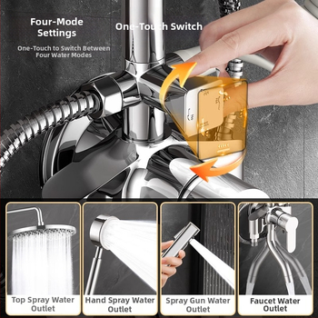 Σετ ντους από ορείχαλκο, τοποθετημένο στον τοίχο, μοντέρνος σχεδιασμός, στρογγυλή κεφαλή ντους, καθαρό βάρος 3000 γρ.