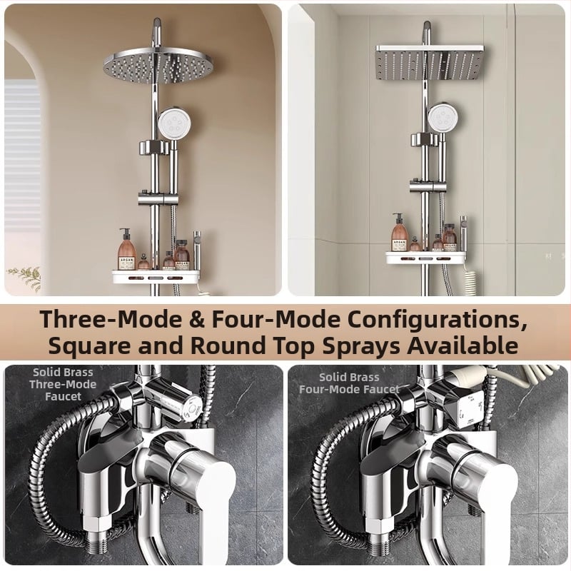 Σετ ντους από ορείχαλκο, τοποθετημένο στον τοίχο, μοντέρνος σχεδιασμός, στρογγυλή κεφαλή ντους, καθαρό βάρος 3000 γρ.