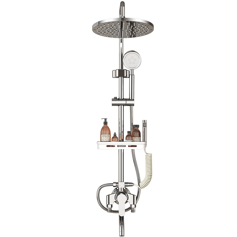 Σετ ντους από ορείχαλκο, τοποθετημένο στον τοίχο, μοντέρνος σχεδιασμός, στρογγυλή κεφαλή ντους, καθαρό βάρος 3000 γρ.