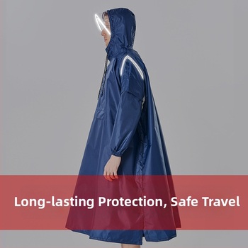 Poncă impermeabilă pentru drumeții, pentru adulți — ușor de purtat cu rucsac, din poliester, cu reflectori de siguranță