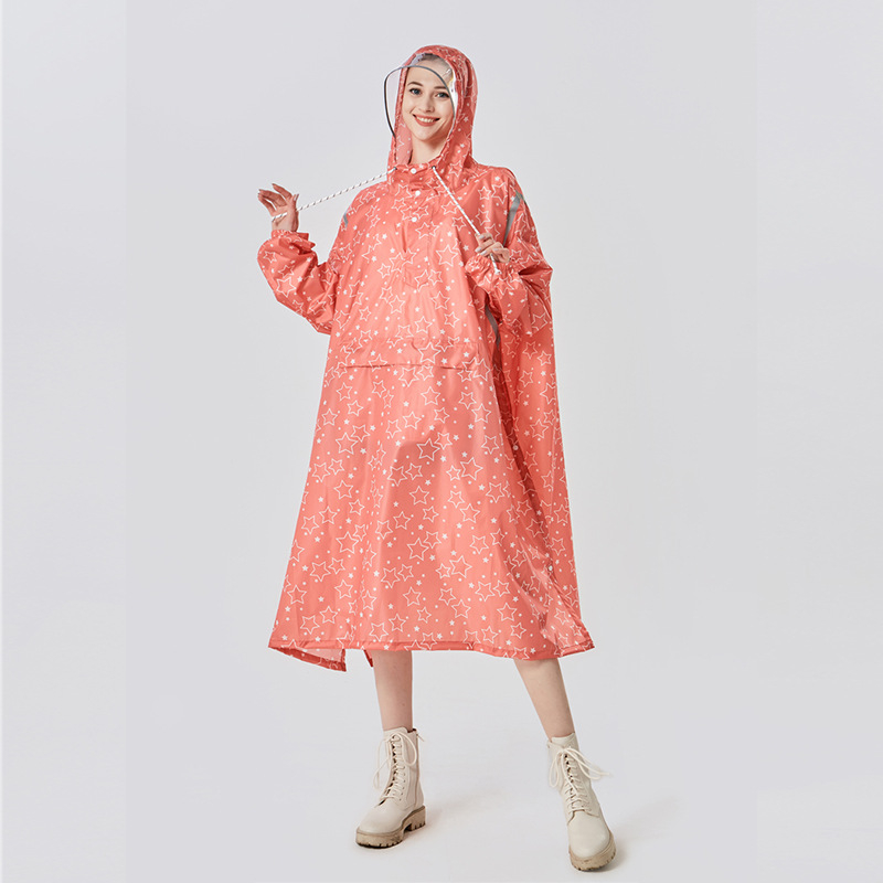 Poncă impermeabilă pentru drumeții, pentru adulți — ușor de purtat cu rucsac, din poliester, cu reflectori de siguranță