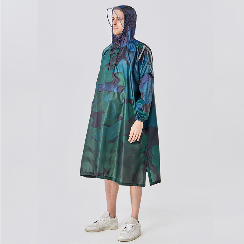 Poncă impermeabilă pentru drumeții, pentru adulți — ușor de purtat cu rucsac, din poliester, cu reflectori de siguranță