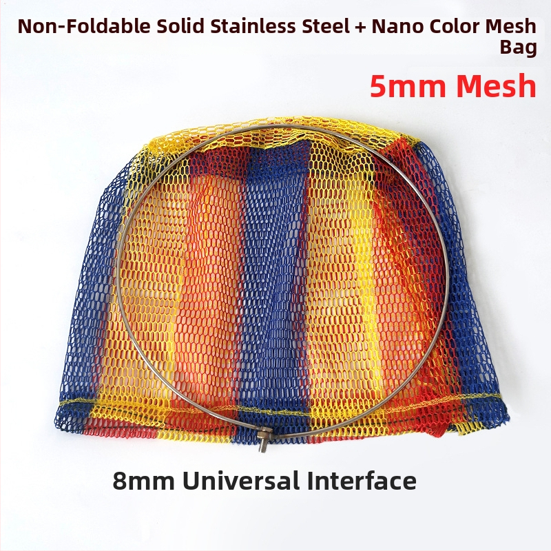 Plasă de pescuit pliabilă din oțel inoxidabil, cu cap solid și inel întărit, plasă nano, plasă de buzunar, încărcare 10, adâncime 40