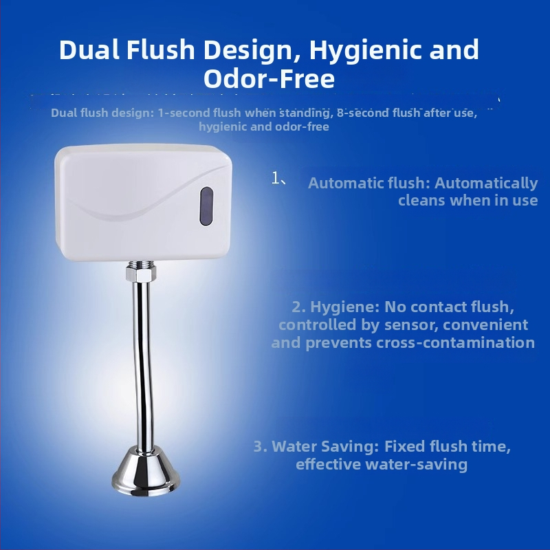 Senzor de toaletă cu robinet de spălare automat – infraroșu, din cupru, alimentare DC, model 26012501, timp de spălare 5 s