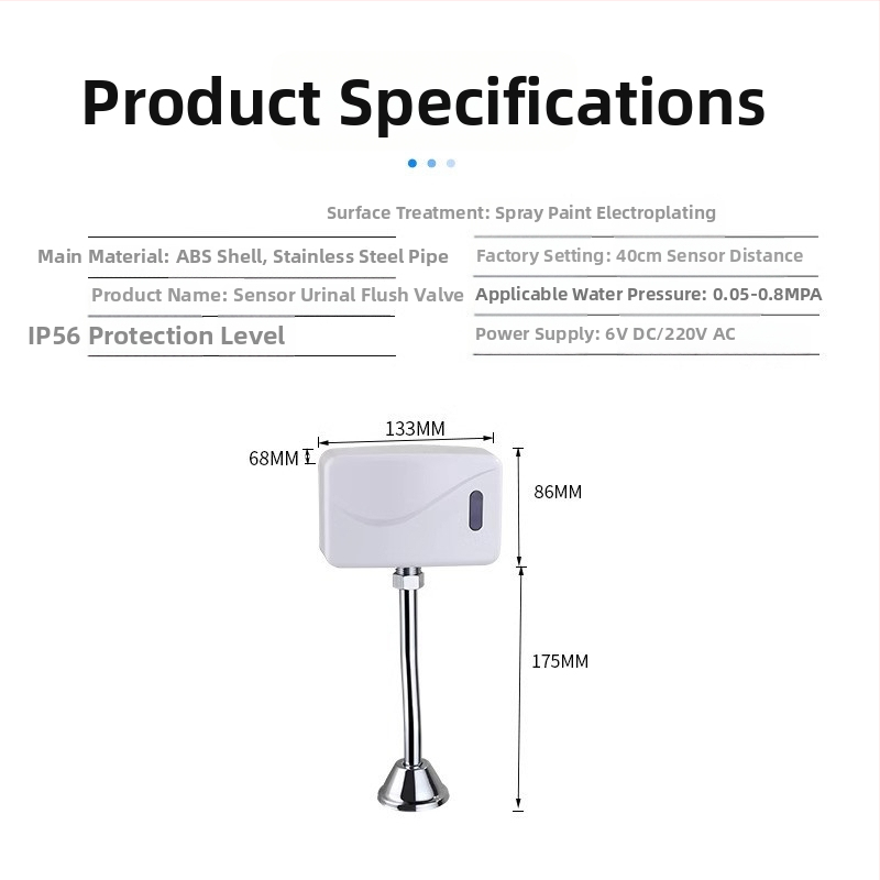 Senzor de toaletă cu robinet de spălare automat – infraroșu, din cupru, alimentare DC, model 26012501, timp de spălare 5 s