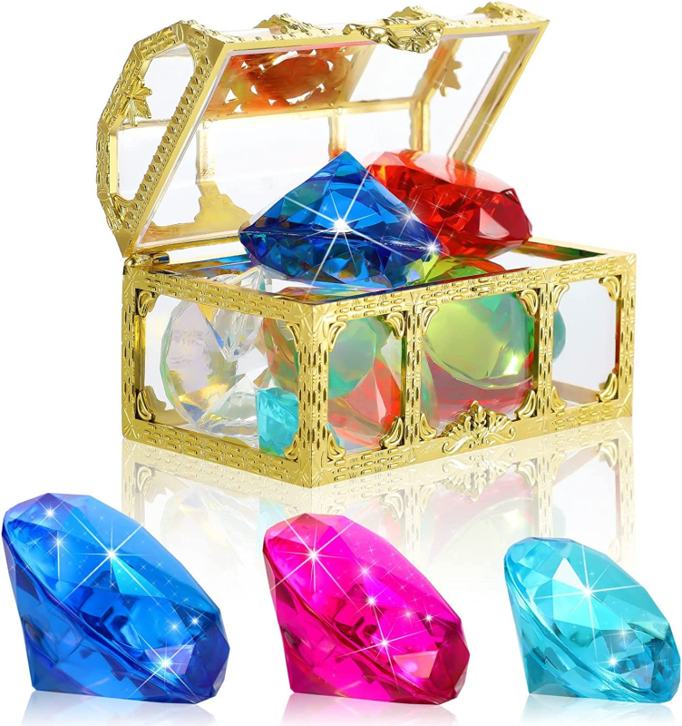 Σετ παιχνιδιών κατάδυσης με σεντούκι θησαυρού για πισίνα - πλαστικά διαμάντια, ηλικίες 15-35 ετών