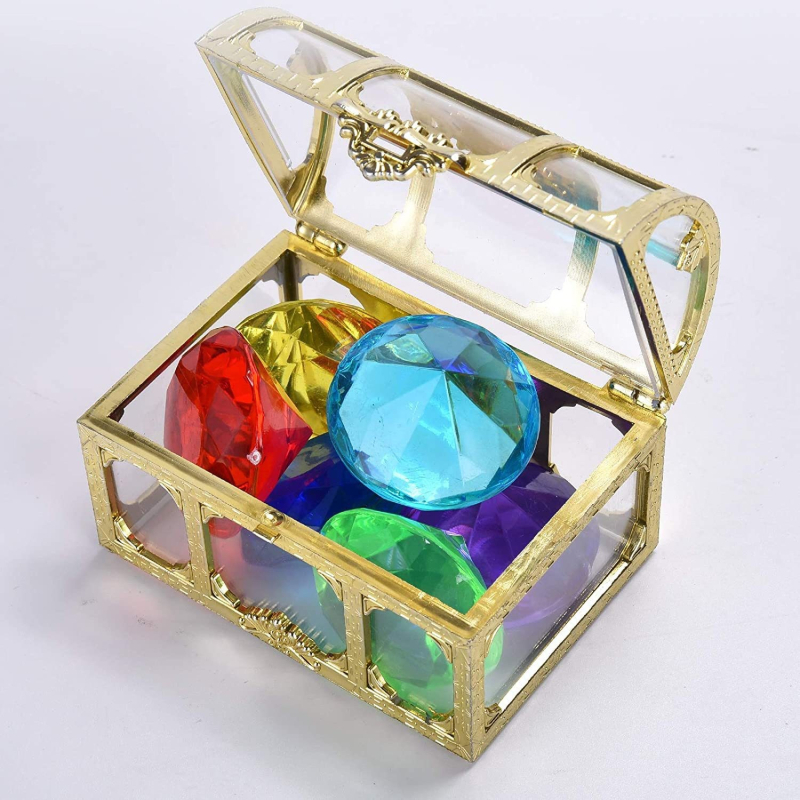 Σετ παιχνιδιών κατάδυσης με σεντούκι θησαυρού για πισίνα - πλαστικά διαμάντια, ηλικίες 15-35 ετών