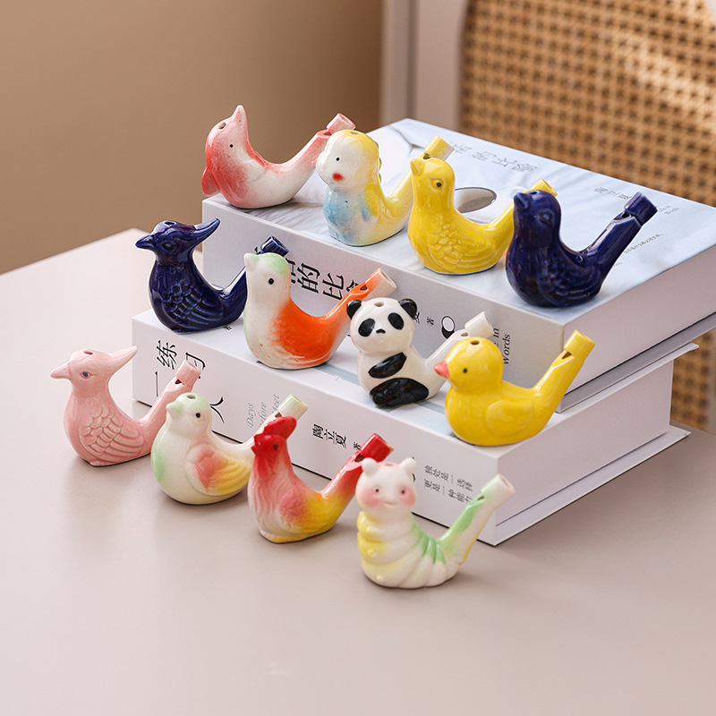 Porcelanski zvižduk za životinje s privjeskom od užeta, keramička okarina Yuling u kineskom stilu