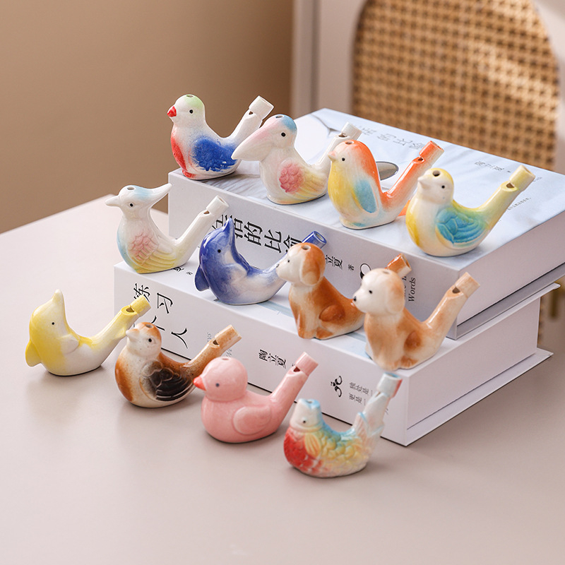 Porcelanski zvižduk za životinje s privjeskom od užeta, keramička okarina Yuling u kineskom stilu