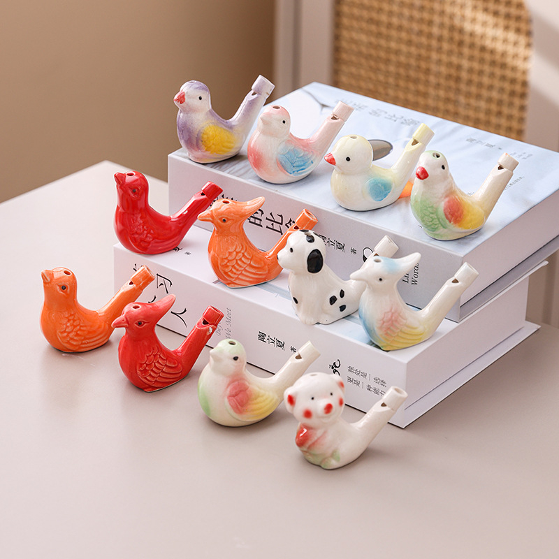 Porcelanski zvižduk za životinje s privjeskom od užeta, keramička okarina Yuling u kineskom stilu