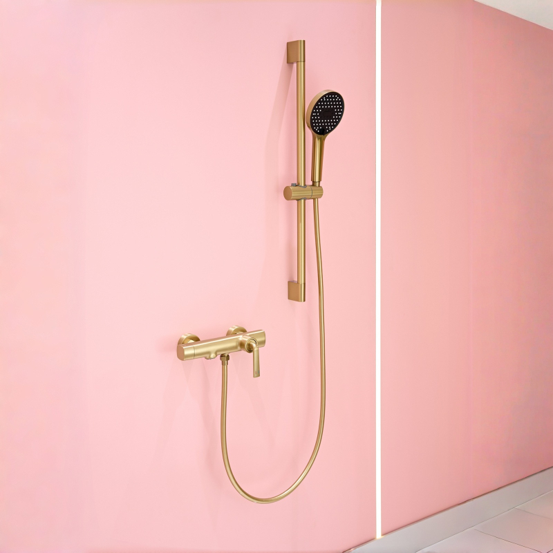 Σετ ντους από ορείχαλκο για τοίχο, με κεραμικό δίσκο βαλβίδας, παγκόσμιο έδρα βαλβίδας και λειτουργία με κλειδί