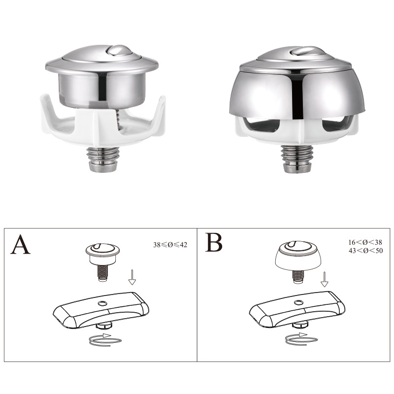 Optima 50 WC öblítő gomb kábelvezérlésű, francia stílusú, kettős gombos szeleppel, ABS