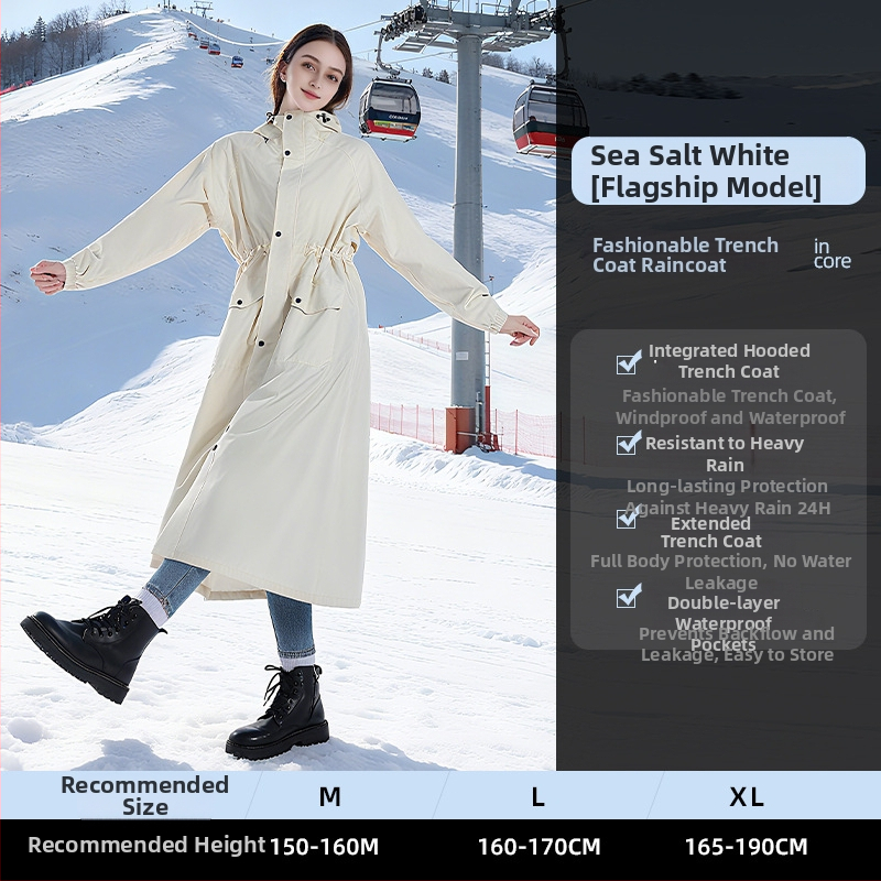 Poncho de ploaie dintr-un singur corp pentru adulți, țesătură Chunya, strat PU, lungime mare, stil windbreaker