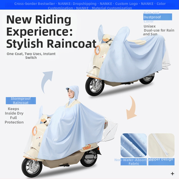 Poncho de ploaie cu corp întreg pentru motocicletă/vehicul electric – țesătură PVC cu strat PU, grosime normală, pentru adult