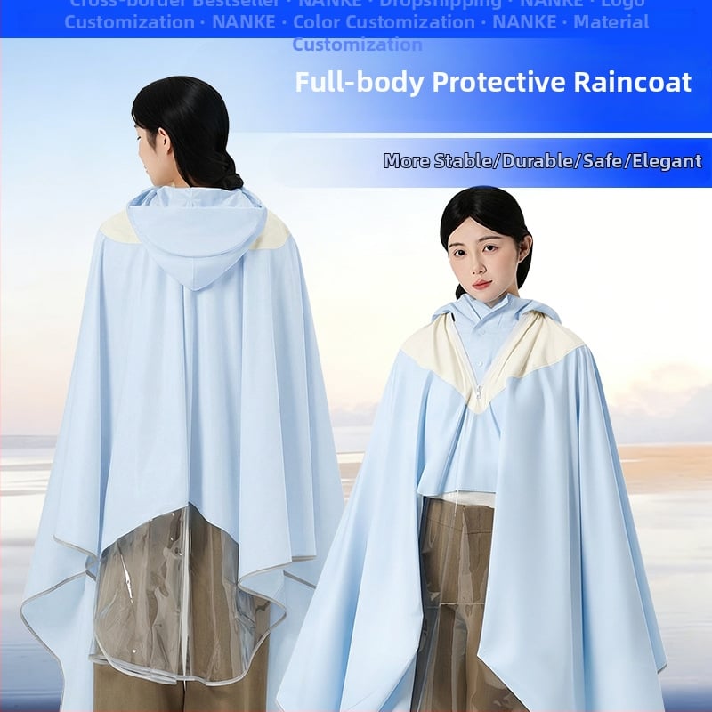 Poncho de ploaie cu corp întreg pentru motocicletă/vehicul electric – țesătură PVC cu strat PU, grosime normală, pentru adult