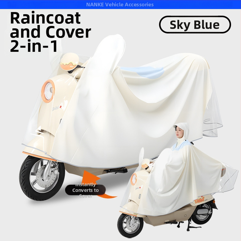 Poncho de ploaie cu corp întreg pentru motocicletă/vehicul electric – țesătură PVC cu strat PU, grosime normală, pentru adult