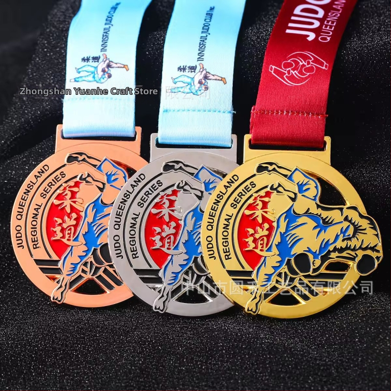Medaila z zinkovej zliatiny, prispôsobiteľná s tlačeným logom, pre judo, kung fu, karate a taekwondo