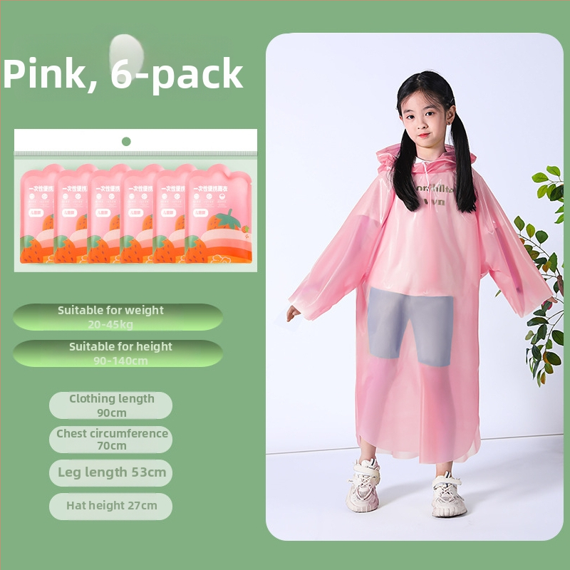 Pelerină de ploaie de unică folosință pentru copii, corp întreg, cu extensie și grosime sporită, piesă unică, material PE, pentru școală și călătorii.