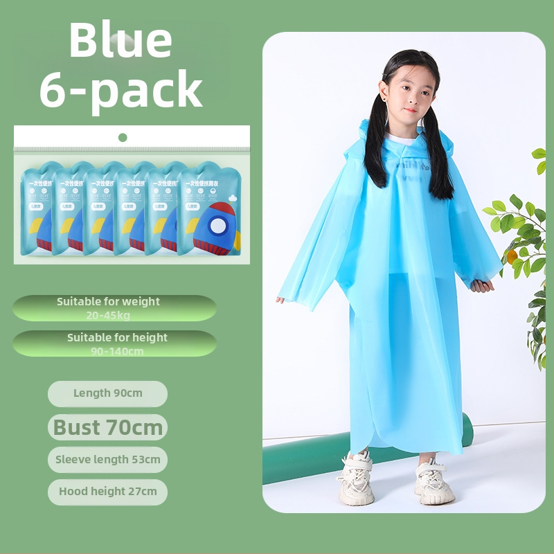 Pelerină de ploaie de unică folosință pentru copii, corp întreg, cu extensie și grosime sporită, piesă unică, material PE, pentru școală și călătorii.