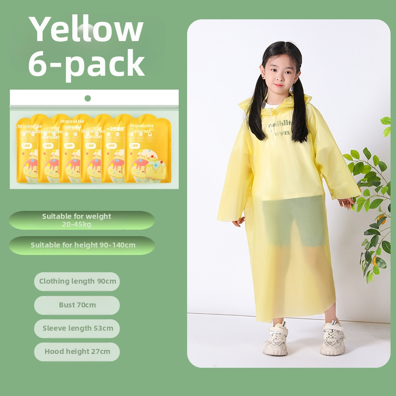 Pelerină de ploaie de unică folosință pentru copii, corp întreg, cu extensie și grosime sporită, piesă unică, material PE, pentru școală și călătorii.