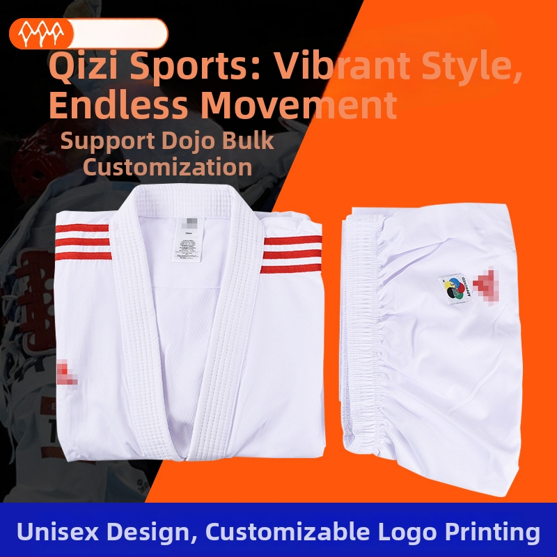 GI Karate pentru adulți – țesătură stretch poliester-bumbac, 65% poliester, căptușeală din bumbac combed 65%, model: dungă sau uni