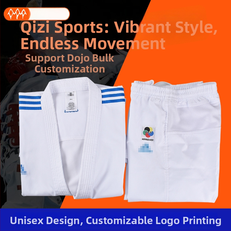 GI Karate pentru adulți – țesătură stretch poliester-bumbac, 65% poliester, căptușeală din bumbac combed 65%, model: dungă sau uni