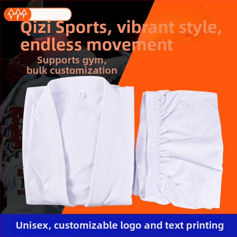 GI Karate pentru adulți – țesătură stretch poliester-bumbac, 65% poliester, căptușeală din bumbac combed 65%, model: dungă sau uni