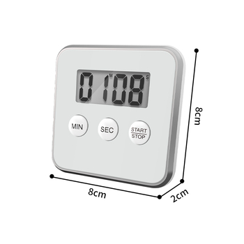 Konyhai digitális időmérő LCD-kijelzős, elektronikus működésű, akkumulátoros, kronográf, négyzetes kialakítás
