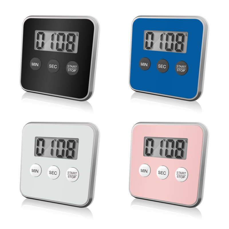 Konyhai digitális időmérő LCD-kijelzős, elektronikus működésű, akkumulátoros, kronográf, négyzetes kialakítás