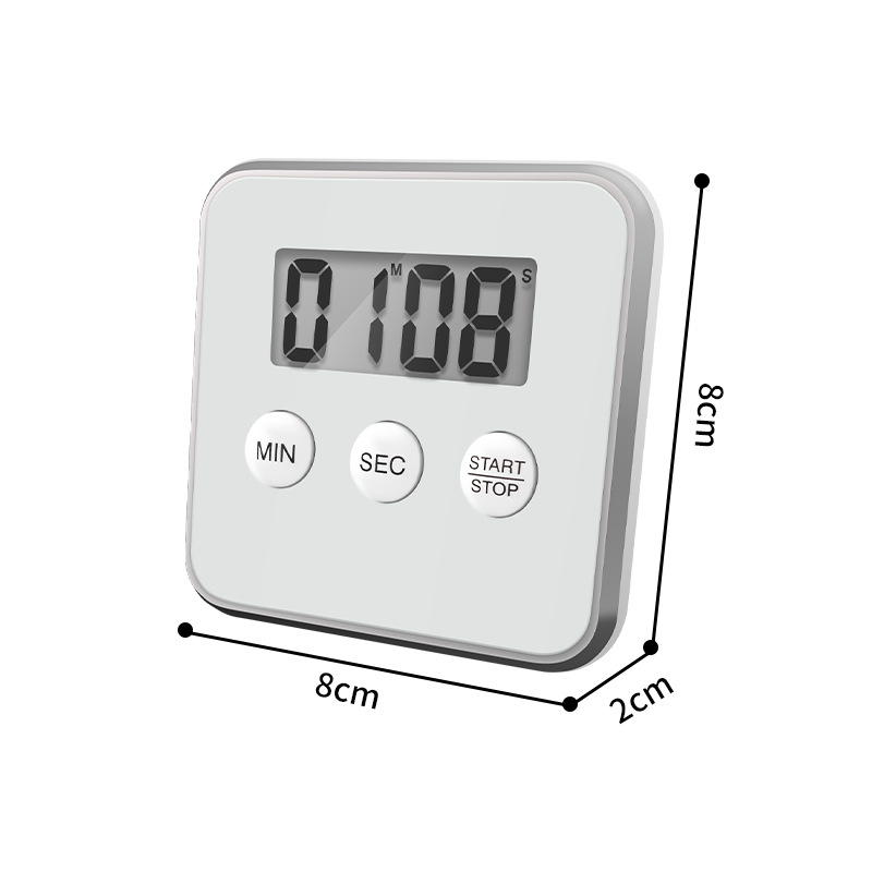 Konyhai digitális időmérő LCD-kijelzős, elektronikus működésű, akkumulátoros, kronográf, négyzetes kialakítás
