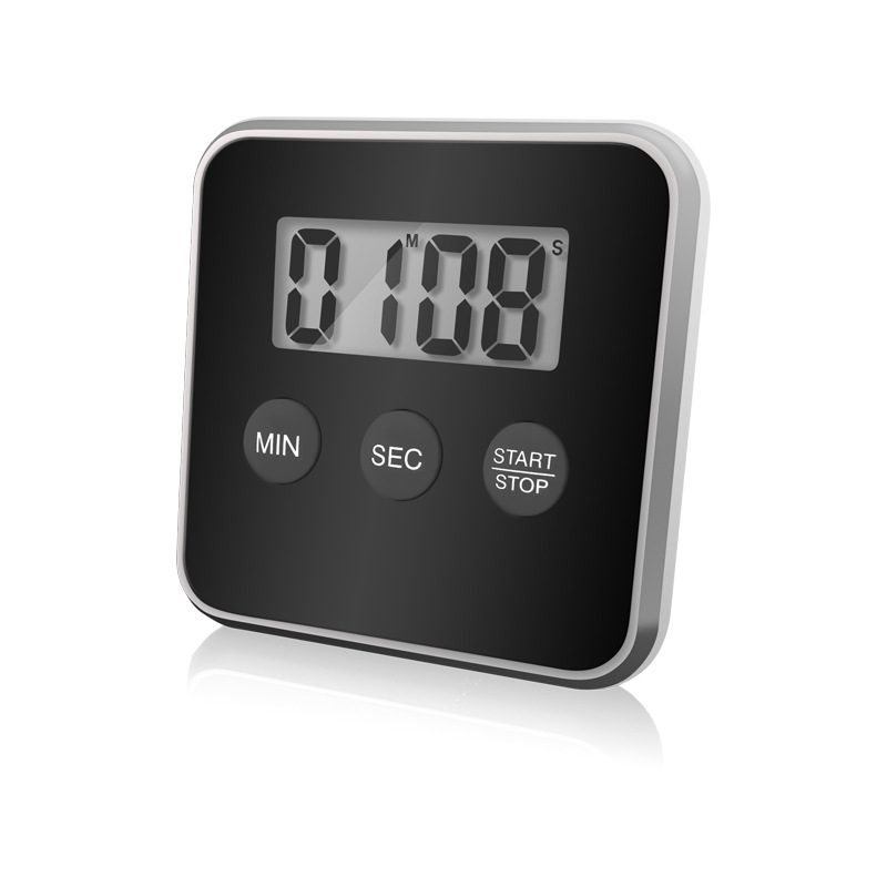Konyhai digitális időmérő LCD-kijelzős, elektronikus működésű, akkumulátoros, kronográf, négyzetes kialakítás