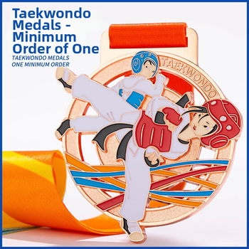 Taekwondo medaila, zinková zliatina s pozlátenou úpravou; tlač loga zahrnutá; možnosť prispôsobenia; vhodné pre individuálne ocenenie; prijímame zmiešané šarže.