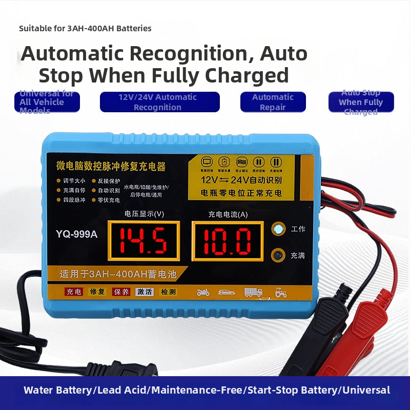 Încărcător de baterie auto și motocicletă, complet automat, 12-24V iešire, 160-240V tensiune de intrare, pentru baterii