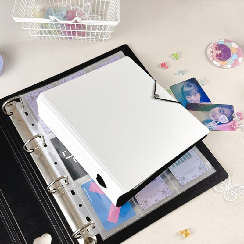 PP borítású fotóalbum laza lapokkal, 10‑gyűrűs kötés, 10 belső oldal, alkalmas hagyományos fényképekhez