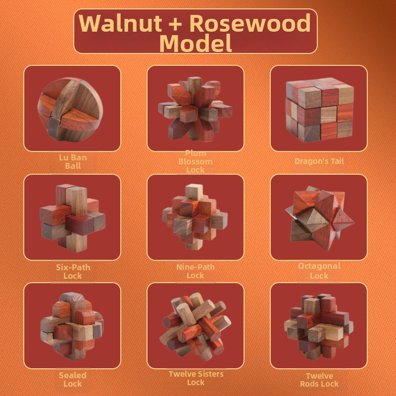 Drveni zagon s Kong Ming/Luban zaključavanjem za djecu 4–6 godina