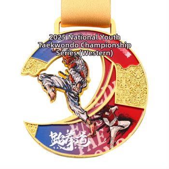 Taekwondo kovová medaila – prispôsobiteľná, pamätná pre súťaže, obchodný darček (Materiál: zliatina zinku)