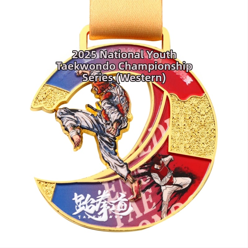 Taekwondo kovová medaila – prispôsobiteľná, pamätná pre súťaže, obchodný darček (Materiál: zliatina zinku)