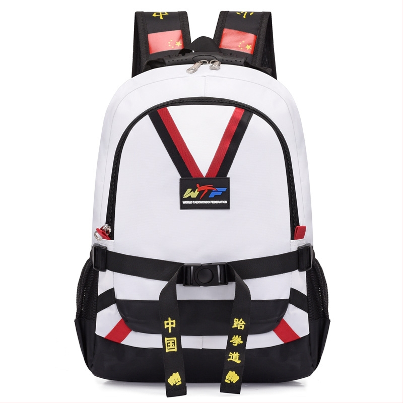 Taekwondo školska torba za djecu – Oxford tkanina, vodootporna, ergonomsko raspoređivanje tereta, za osnovnu školu, prugasti dizajn