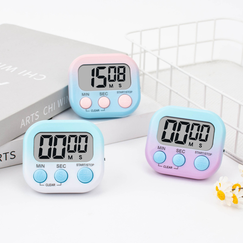 Digitalni vremenski timer s alarmom za učenje i kuhinju, kvadratni LCD zaslon, napajanje baterijom