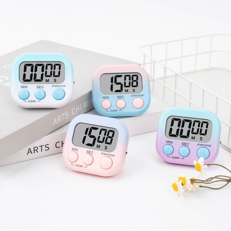 Digitalni vremenski timer s alarmom za učenje i kuhinju, kvadratni LCD zaslon, napajanje baterijom