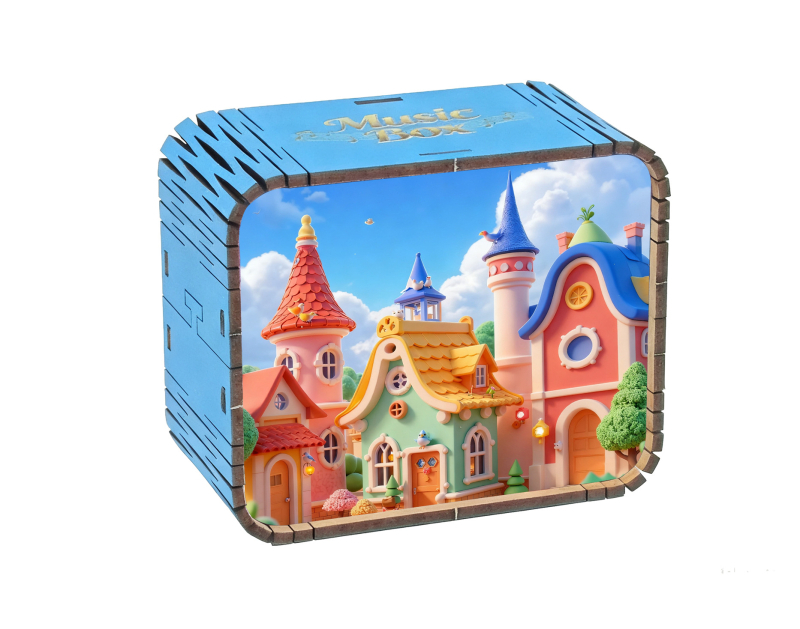 Fából készült zenei doboz városi látványosságokkal, kulturális és kreatív dizájn, utazási emlék (Anyag: Fa; Testreszabás: Nincs; Import: Nem; Ajándék: Nem; IP licenc: Nincs)