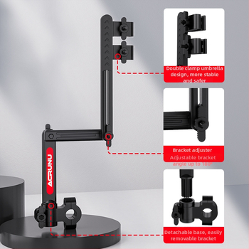 Držiak na slnečník pre elektrické vozidlá — vysúvateľný, skladací a stabilný dizajn; vhodný pre rúrky s vnútorným priemerom 2.5 cm; kompatibilný s elektrickými autami, motocyklami, bicyklami a kočíkmi.