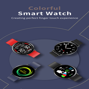 Inteligentný náramok s dotykovou obrazovkou, meranie srdcového tepu a krvného tlaku, vodeodolný, Bluetooth (Android kompatibilný, 200 mAh, 7–14 dní výdrž batérie)