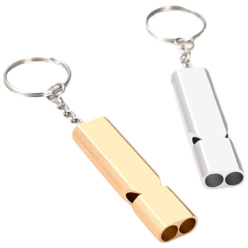 Fluier de supraviețuire pentru exterior, cu două conducte, fără miez, din aliaj de aluminiu, portabil