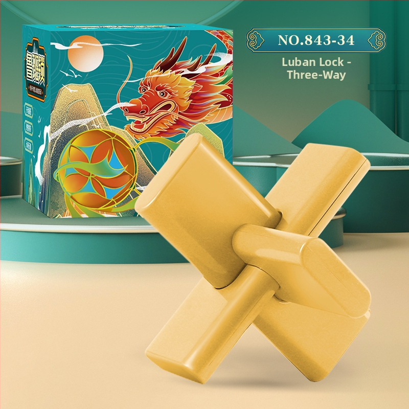 Kongming Lock/Luban Lock - plastový logický hlavolam pre deti 7–14 rokov, odomykanie, kategória: zámok-puzzle, prispôsobenie k dispozícii