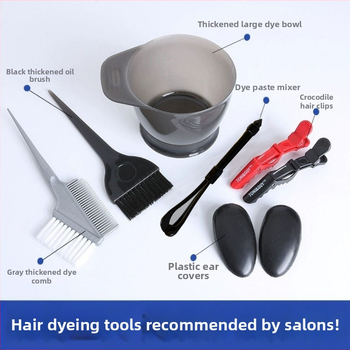 Σετ εργαλείων βαφής μαλλιών για οικιακή χρήση: Δοχείο ανάμειξης για μόνιμη βαφή, ποδιά ώμου μιας χρήσης, μαλακή βούρτσα μαλλιών, προστατευτικά αυτιών, βούρτσα βαφής