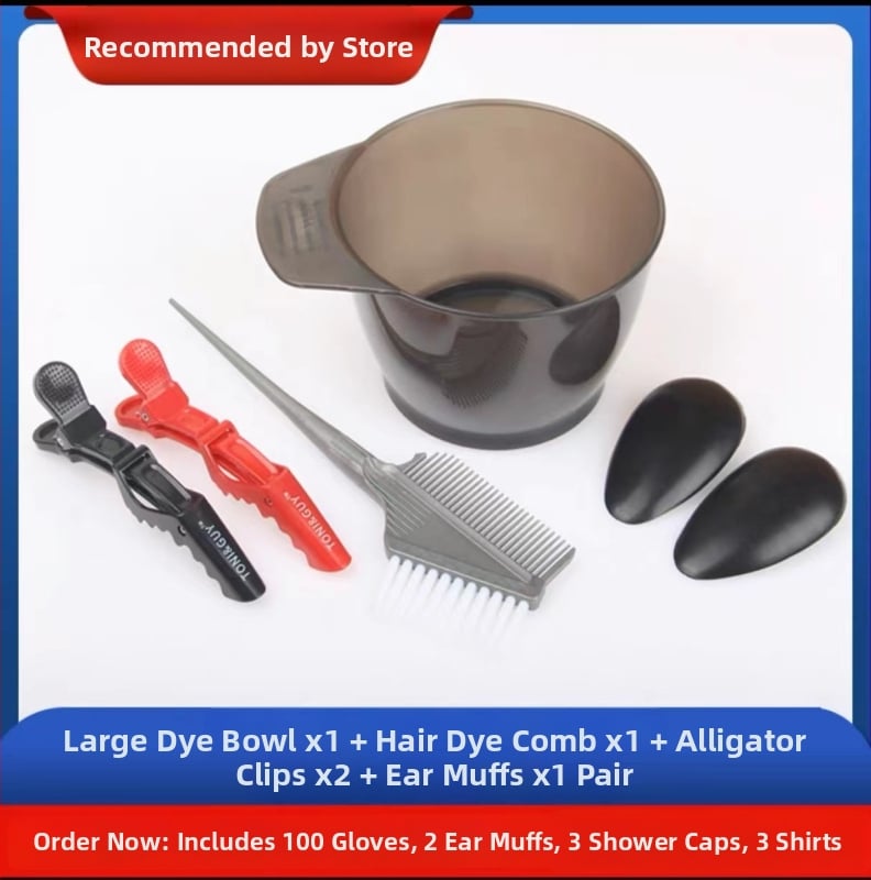 Σετ εργαλείων βαφής μαλλιών για οικιακή χρήση: Δοχείο ανάμειξης για μόνιμη βαφή, ποδιά ώμου μιας χρήσης, μαλακή βούρτσα μαλλιών, προστατευτικά αυτιών, βούρτσα βαφής