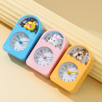 Ρολόι επιτραπέζιο με γλυκό καρτούν σχέδιο, αναλογικό καντράν με δείκτες και αριθμούς, αθόρυβη κίνηση με ομαλό βηματισμό, ξυπνητήρι