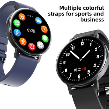 Bratara inteligentă R18t cu ecran tactil circular, monitorizare ritm cardiac și tensiune arterială, rezistentă la apă, Bluetooth pedometru